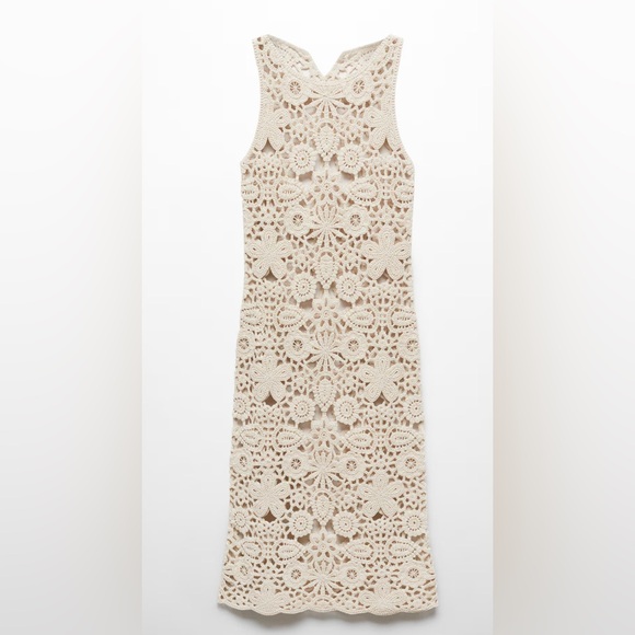 MANGO Elegant Crochet Lace Dress in Cream - Picture 4 of 10